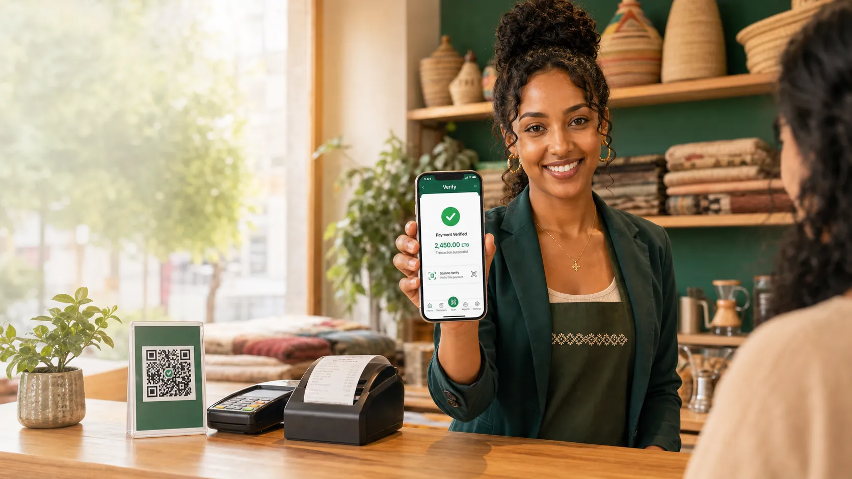 Verify.ET mobile app screens for Ethiopian bank receipt verification